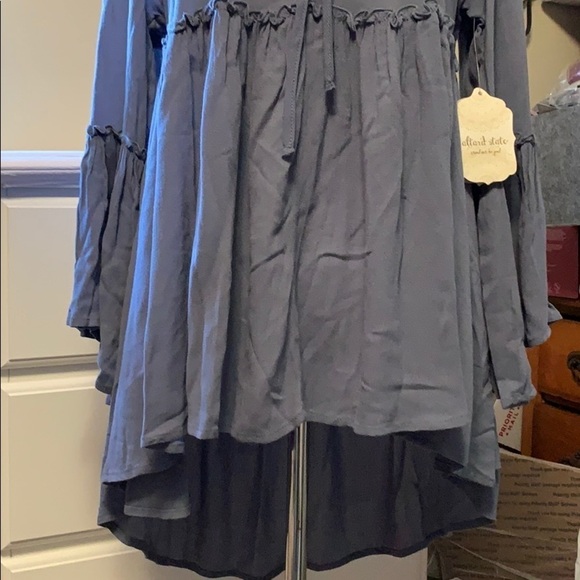 Altar'd State steel colored top, ties at front, M - Picture 3 of 12